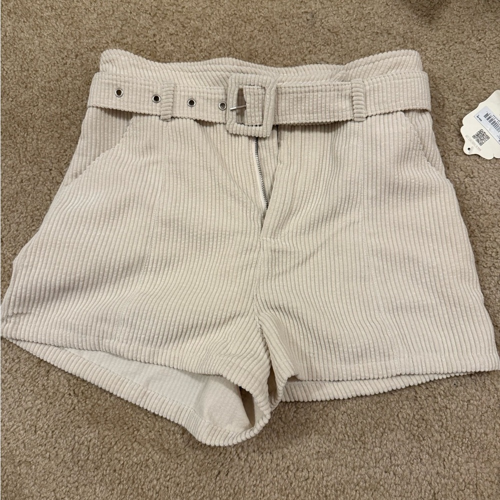 Women's Cream Corduroy Shorts